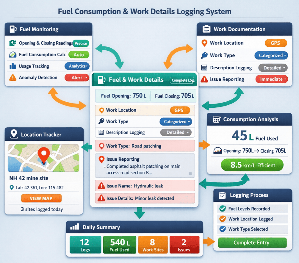 Log Fuel Consumption and Complete Work Details